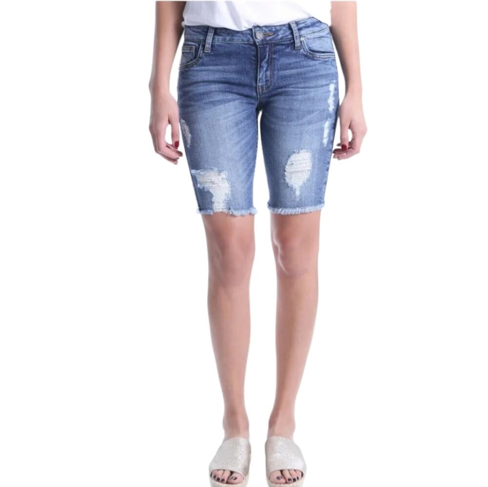 Kut from the Kloth Sophie Size 2 Raw Hem Denim Bermuda Shorts